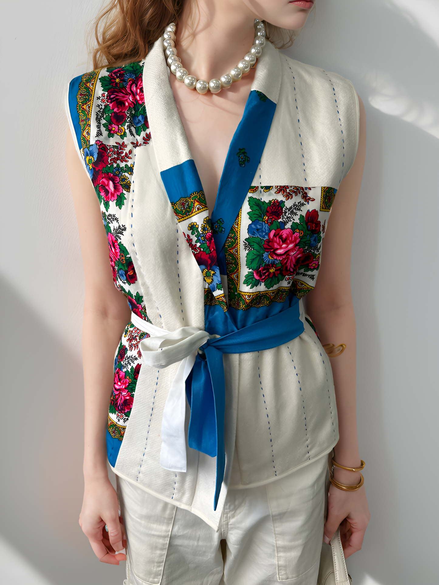 Hand-quilted patchwork tricyrtis