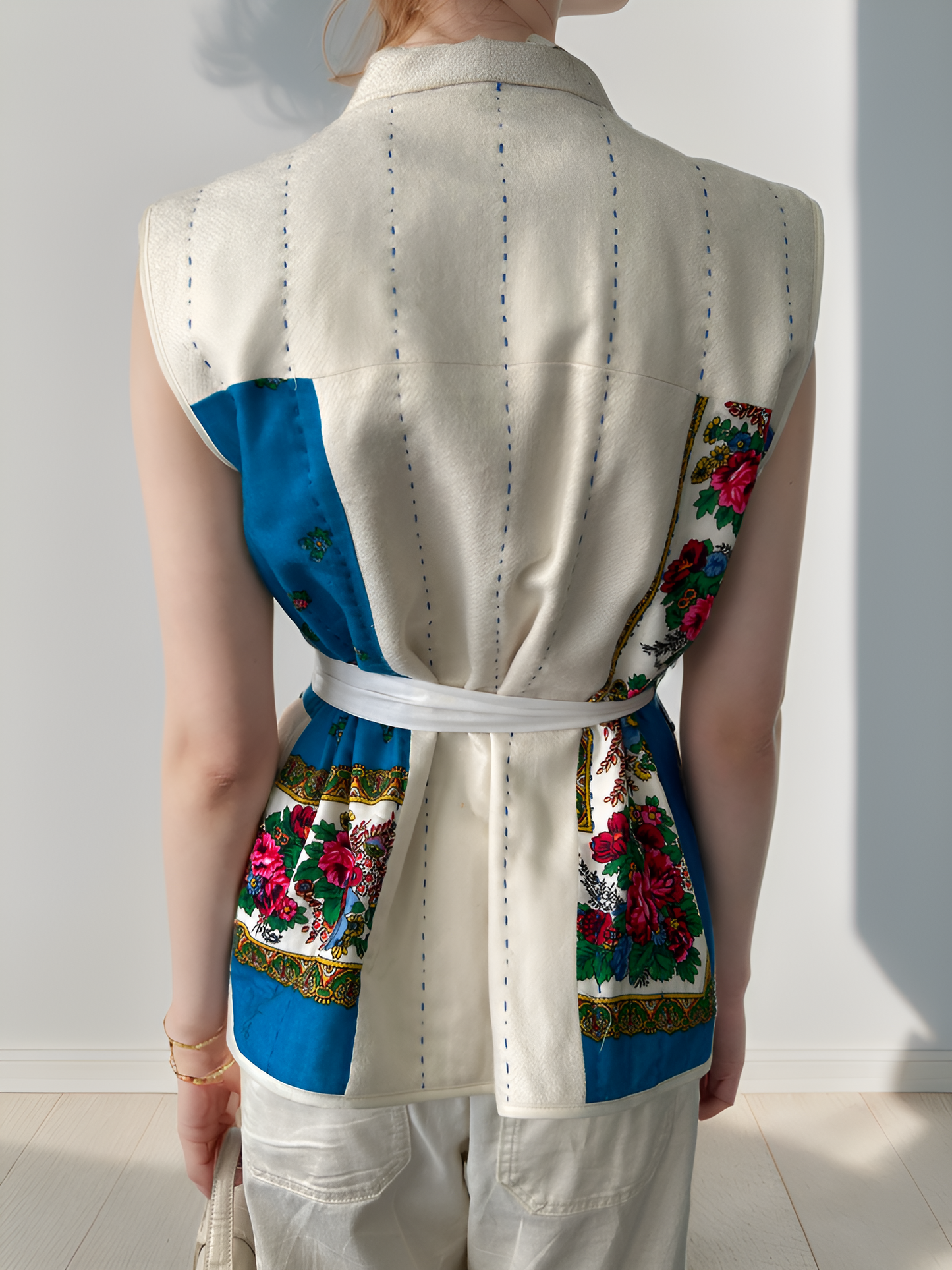 Hand-quilted patchwork tricyrtis