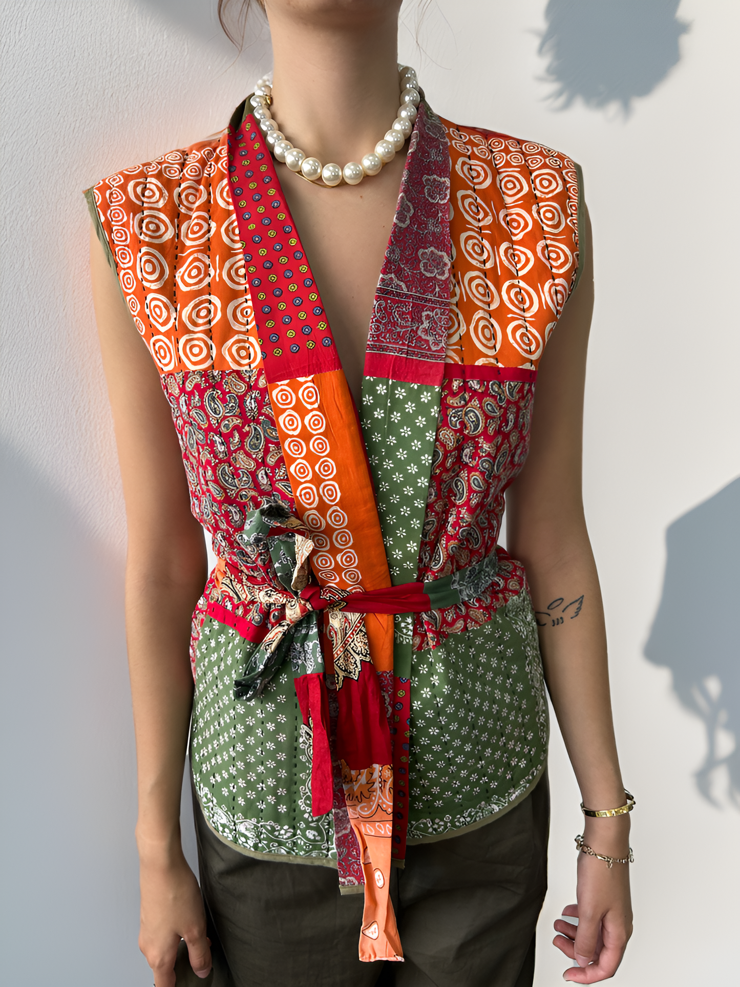 Hand-quilted patchwork Tithonia