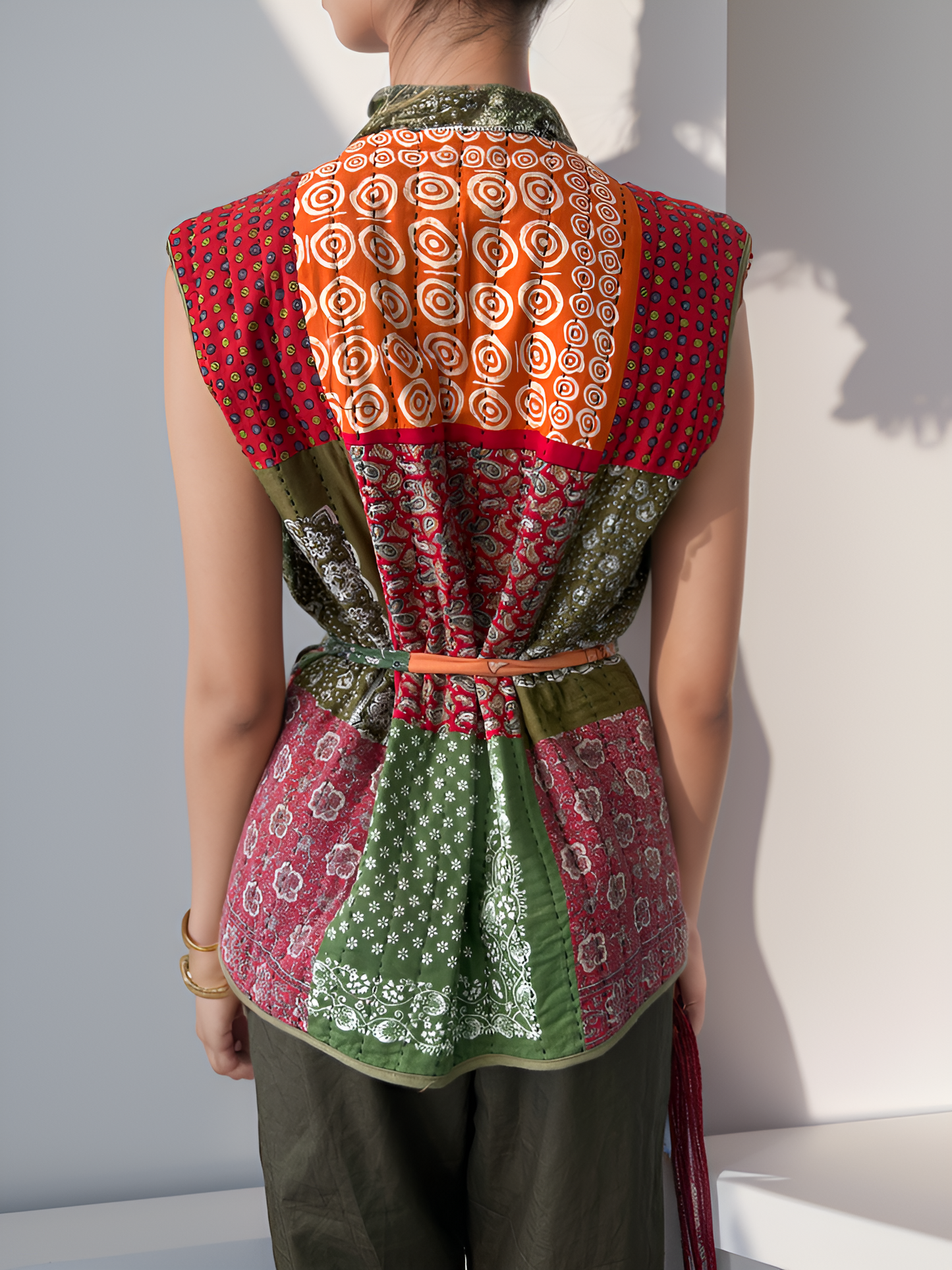 Hand-quilted patchwork Tithonia