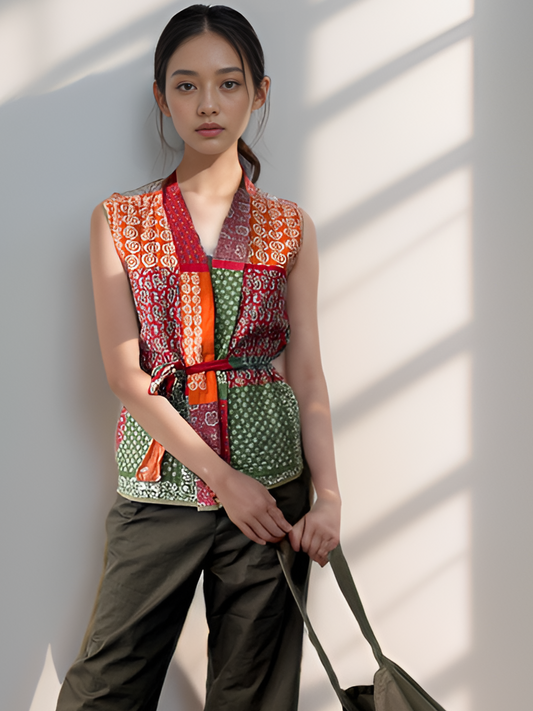 Hand-quilted patchwork Tithonia